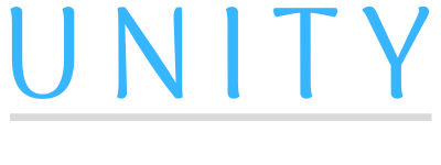 Unity logo with blue and grey design.